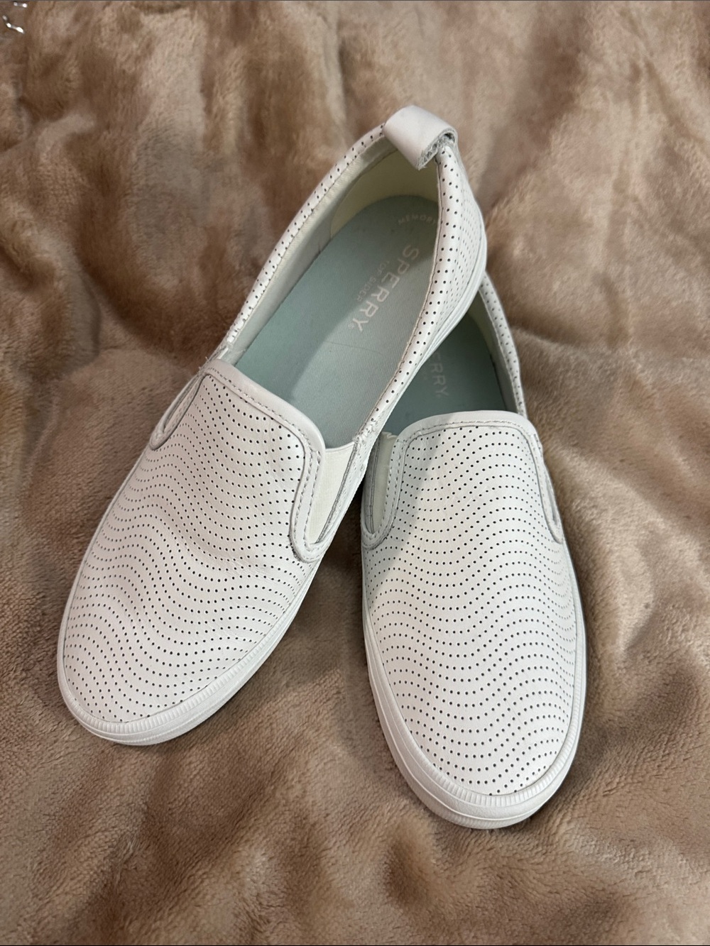 Sperry Women's White Perforated Slip-On Sneakers
